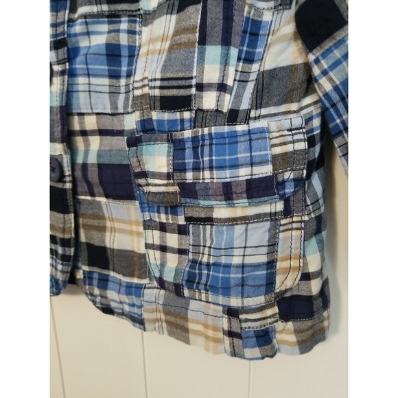 Ann Taylor Loft Jacket Womens Size 6 Blue Plaid Patchwork Retro Cropped - Picture 5 of 10